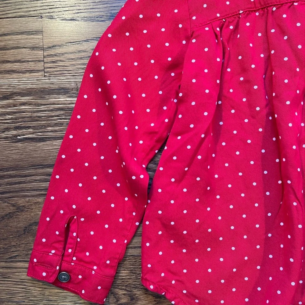 Old Navy Girls Red Festive Long Sleeve Polka Dot Top 3T
